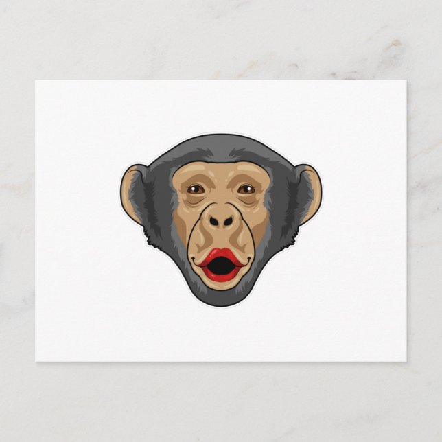 Carte Postale Singe avec bouche en forme de bisou (Devant)