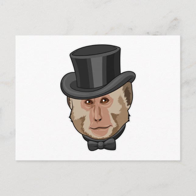 Carte Postale Singe avec Cylindre (Devant)