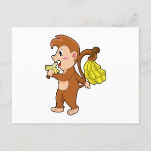 Carte Postale Singe avec des bananes