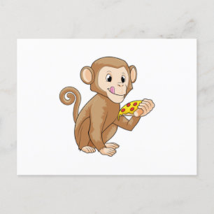 Carte Postale Singe avec un morceau de pizza