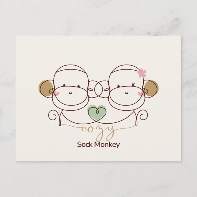 Carte Postale Singe chaussette cosy (Devant)