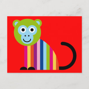 Carte Postale Singe Chimp mignon Caricature colorée Animal