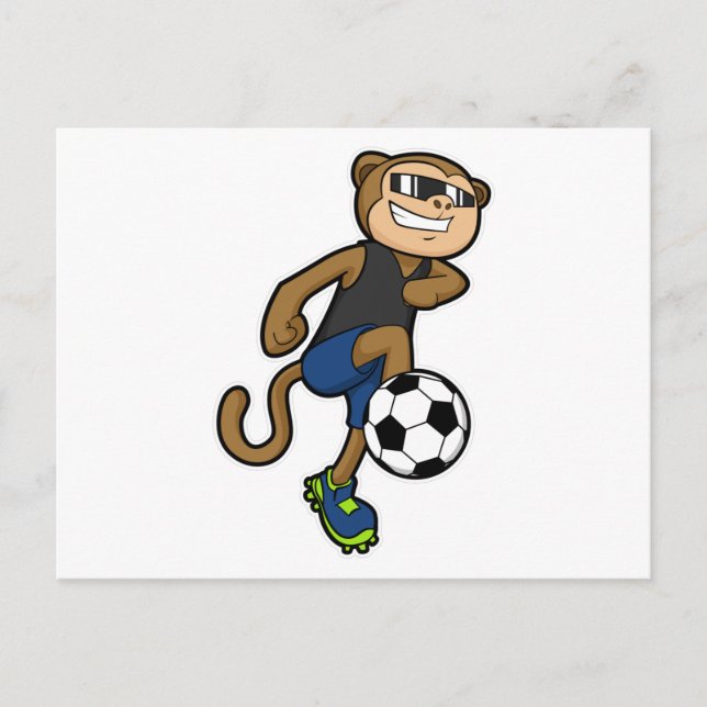 Carte Postale Singe comme joueur de football à Soccer (Devant)