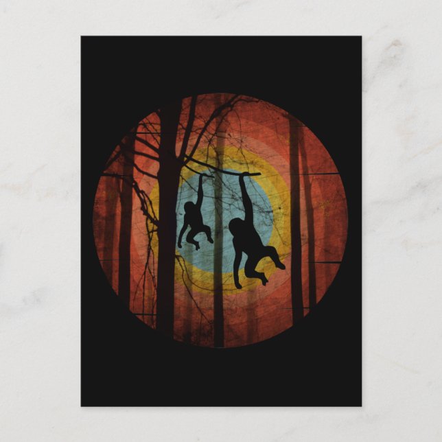 CARTE POSTALE SINGE DANS LA FORÊT BOISÉE (Devant)