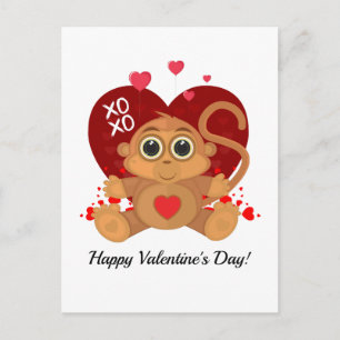 Carte Postale Singe de la Saint Valentin