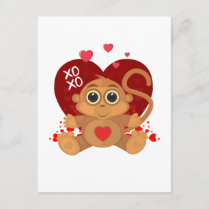 Carte Postale Singe de la Saint Valentin