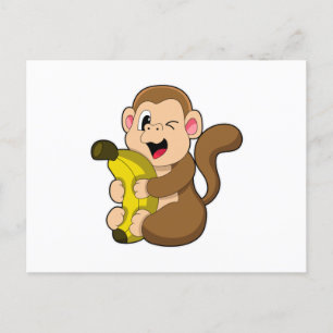 Carte Postale Singe drôle avec banane