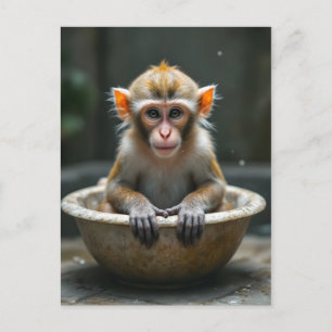 Carte Postale Singe drôle dans la salle de bain