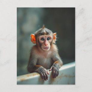 Carte Postale Singe drôle dans la salle de bain