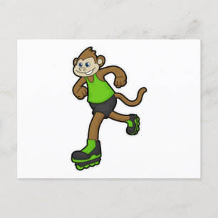 Carte Postale Singe en skater avec des rollers en ligne