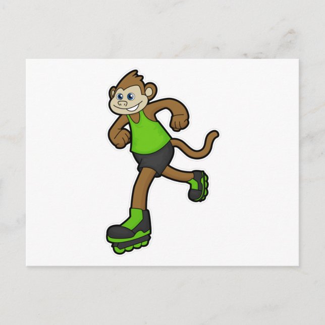 Carte Postale Singe en skater avec des rollers en ligne (Devant)