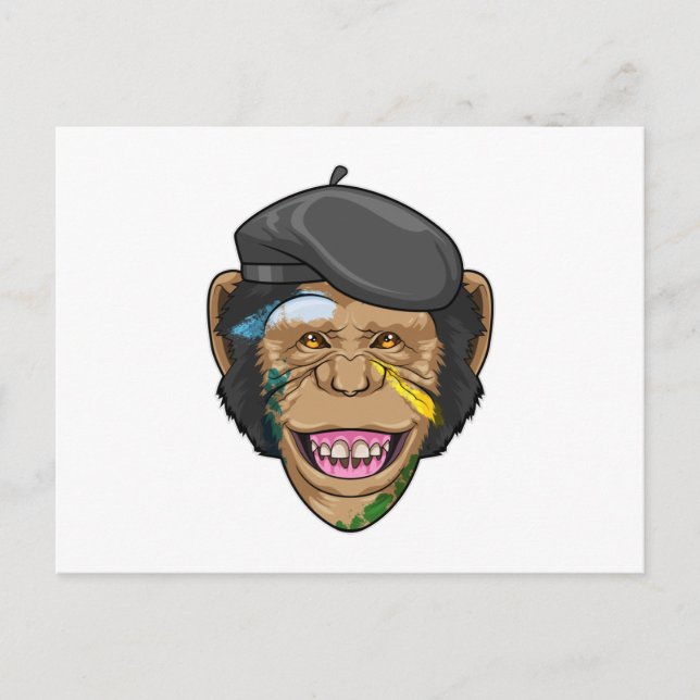 Carte Postale Singe en tant que peintre (Devant)