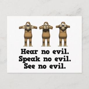 Carte Postale Singe "Ne Pas Écouter le Mal"
