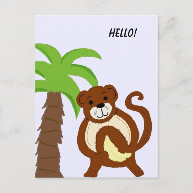 Carte Postale Singe ridicule avec palmier (Devant)