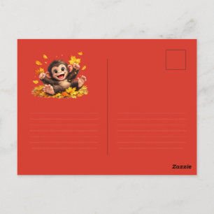 Carte Postale Singe souriant aux grands yeux ludique tropical 