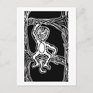 Carte Postale singe woodprint