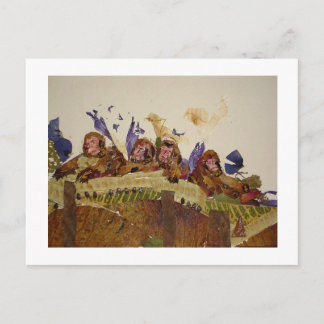 Carte Postale Singes affamés dans le grenier