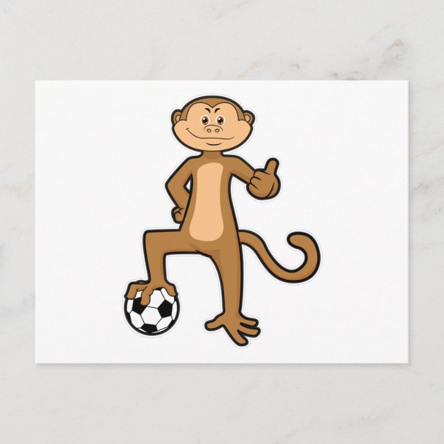 Carte Postale Singes au sport avec ballon de football (Devant)