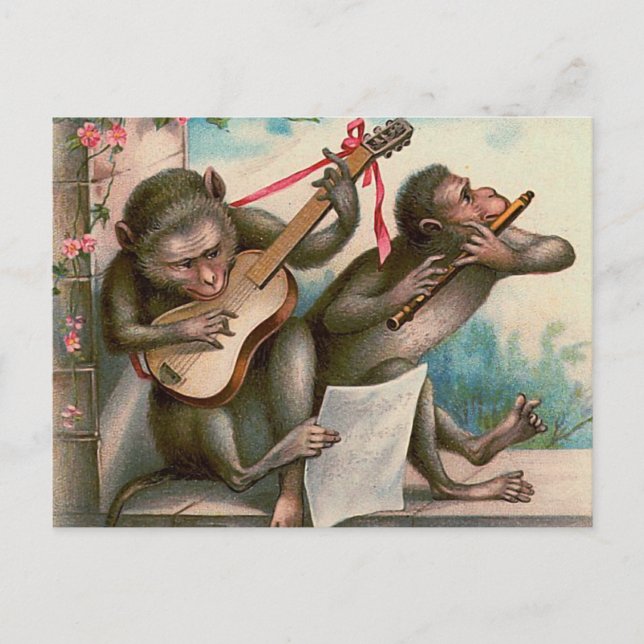 Carte postale "Singes musicaux Vintages" (Devant)