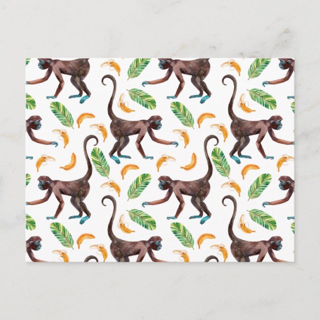 Carte Postale Singes sucrés Jonglant des bananes (Devant)