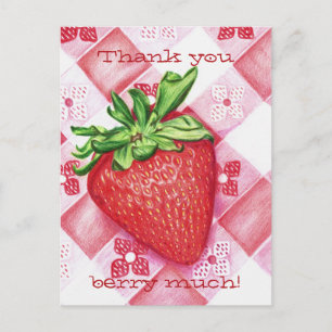 Carte Postale Single Strawberry Art Postcard