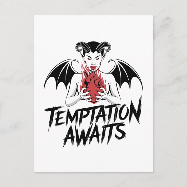 Carte Postale Sinister Gothic Demon Design - Tentation Attend (Devant)