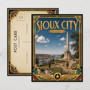 Carte Postale Sioux City Iowa Art Déco vintage de l'âge d'or