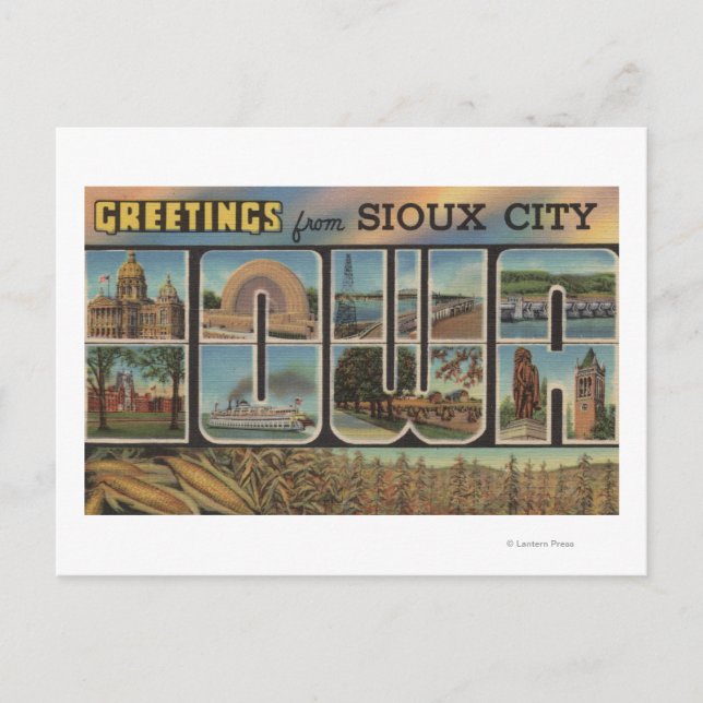 Carte Postale Sioux City, Iowa - Grandes Lettres Scènes 2 (Devant)