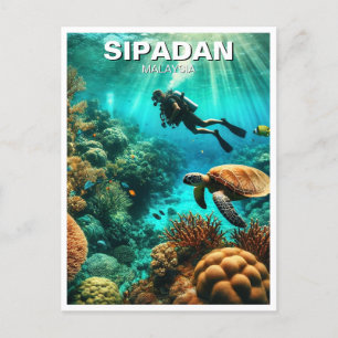 Carte Postale Sipadan Malaysia Scuba Diver