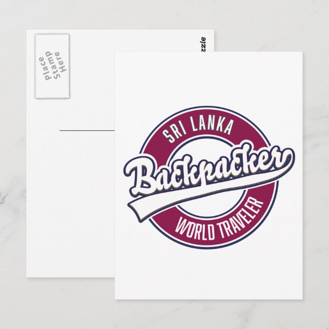 Carte Postale Sir backpacker voyageur mondial logo rétro (Devant / Derrière)