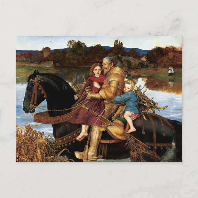 Carte Postale Sir Isumbras à la Ford c. 1857 par John Millais (Devant)