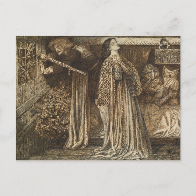Carte Postale Sir Launcelot à la Chambre de la Reine Dante Rosse (Devant)