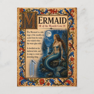 Carte Postale Siren, Art du Bestiaire Médiéval