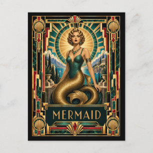 Carte Postale Siren, Mythe Art Déco