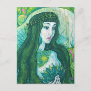 Carte Postale Sirène à cheveux vert sous l'Imaginaire sous-marin