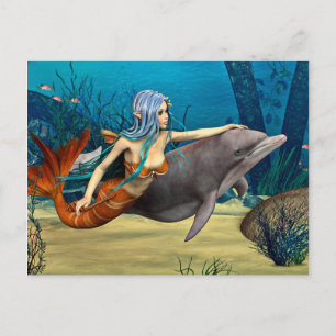 Carte Postale Sirène avec dauphin