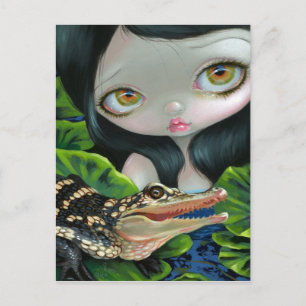 Carte postale "Sirène avec un Alligator bébé"