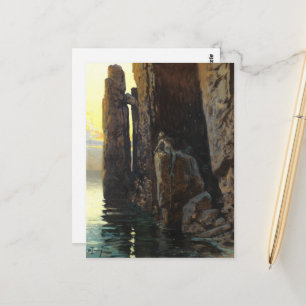 Carte Postale Sirène des eaux côtières, fille nue et désirs qui 