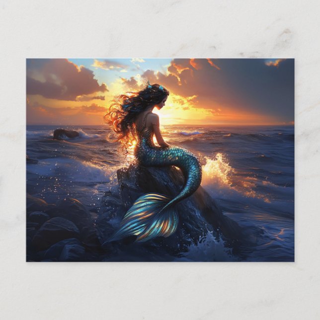 Carte Postale Sirène du coucher de soleil (Devant)