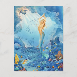 Carte Postale Sirène et dauphins par Scot Howden