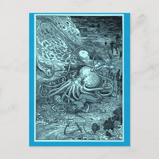 Carte Postale Sirène et poulpe