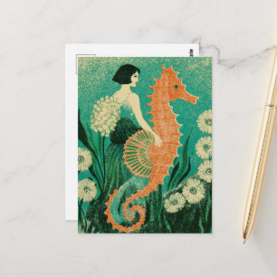 Carte Postale Sirène et son hippocampe