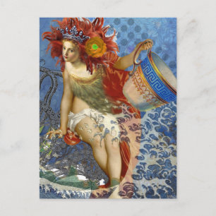Carte Postale Sirène gothique bleu Aquarius Art