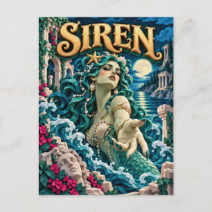 Carte Postale Sirène, Monstre de Papier Découpé