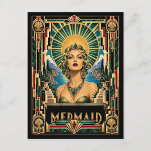 Carte Postale Sirène, mythique Art déco