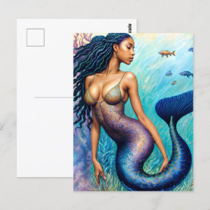 Carte Postale Sirène noire sous-marine