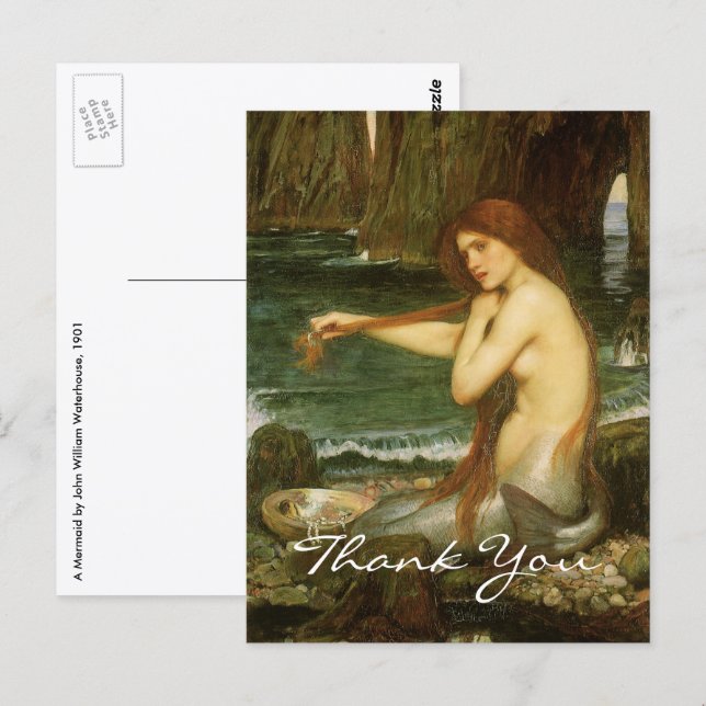 Carte Postale Sirène par John William Waterhouse (Devant / Derrière)