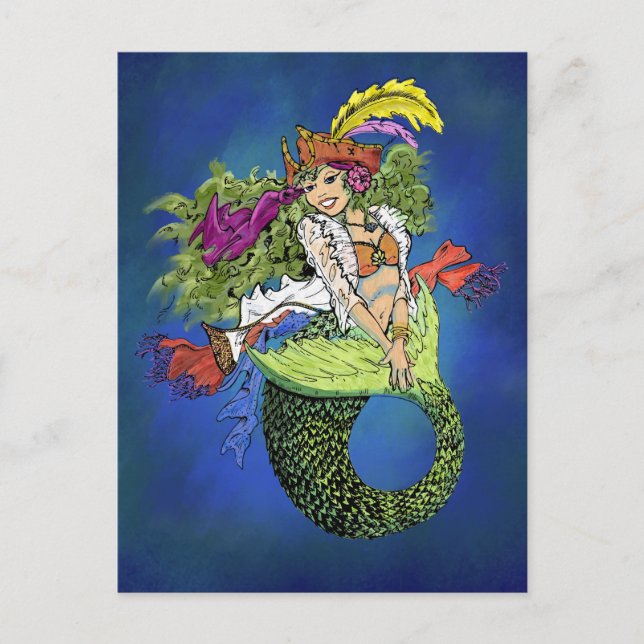 Carte Postale Sirène Pirate (Devant)