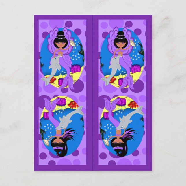 Carte Postale Sirène pourpre et Signets de la Merfaery (Devant)