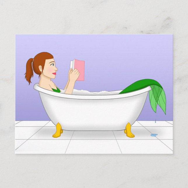 Carte Postale Sirène Prenant Un Bain En Lisant (Devant)